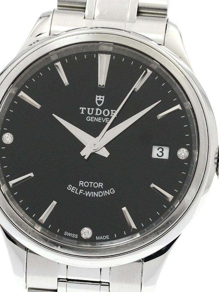 Tudor Style 12500 3p Diamond Black Dial Automatic Mens Watch